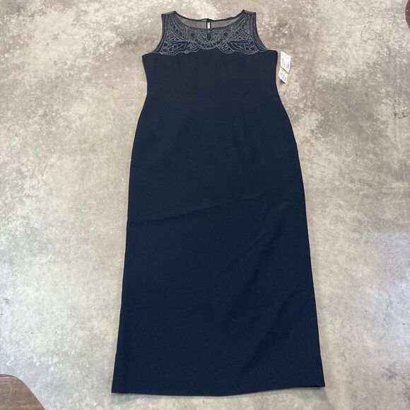 Positive Attitude Dress Womens 14 Black Sleeveless Beaded Embellished Sheer Top - Picture 1 of 11